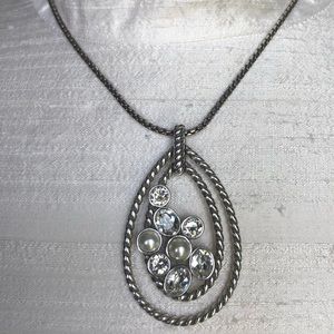 Brighton teardrop rhinestone/pearl necklace. NWOT